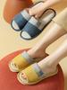 CHFUDUO Set of 2 and 2 Indoor Slippers for Stylish Cotton and Linen Solid Room Shoes Size Slippers, 4, Men's Women's, Guests, Washable, Slippers,