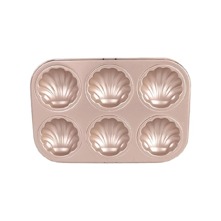 6/12 Cavity Baking Mold Nonstick Coating Carbon Steel Shell Shape Madeleine Tray Pan Even Heat Distribution Bakeware