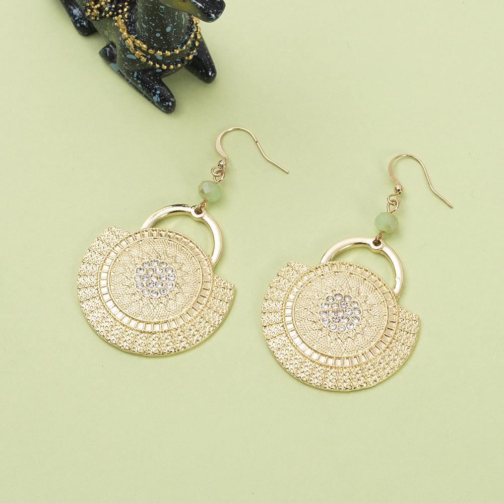 

Exquisite Plaid Handbag Earrings with Rhinestone Inlaid Round Alloy for Women