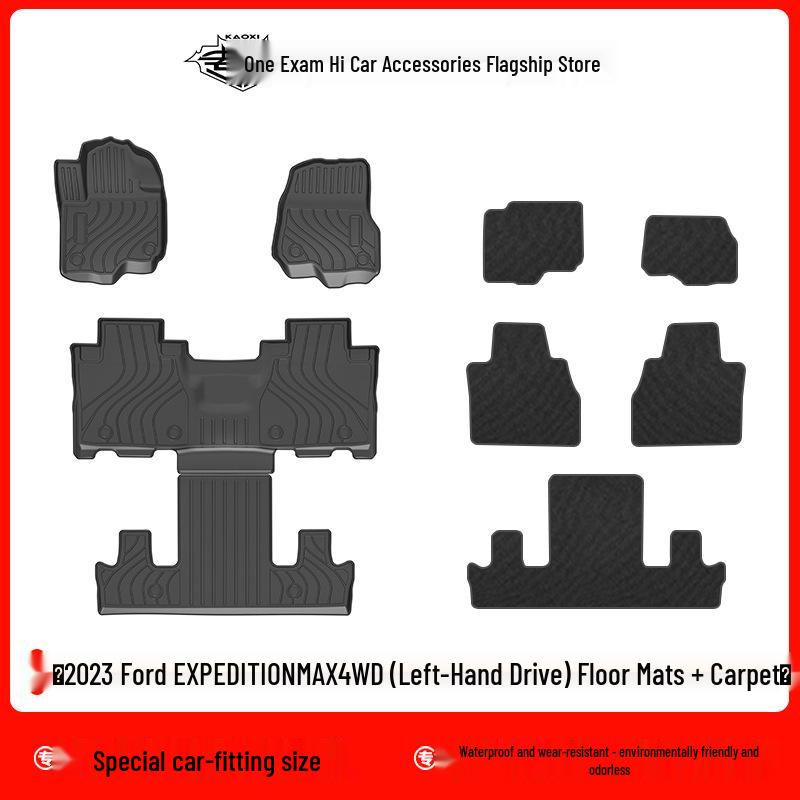 Odorless TPE Floor Mats for 2023 Ford Expedition Max 4WD LHD, Eco-Friendly