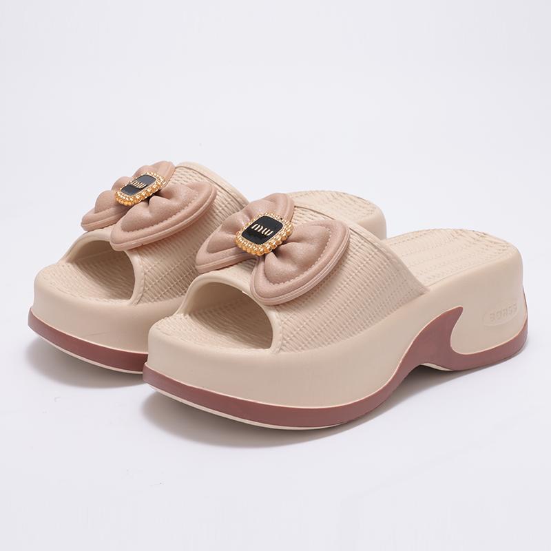 Fashion Smile New Platform Sandals Women for Summer 2025 6CM Heightened Bow Sandals with Antiskid Sole Stylish EVA Slippers For Women