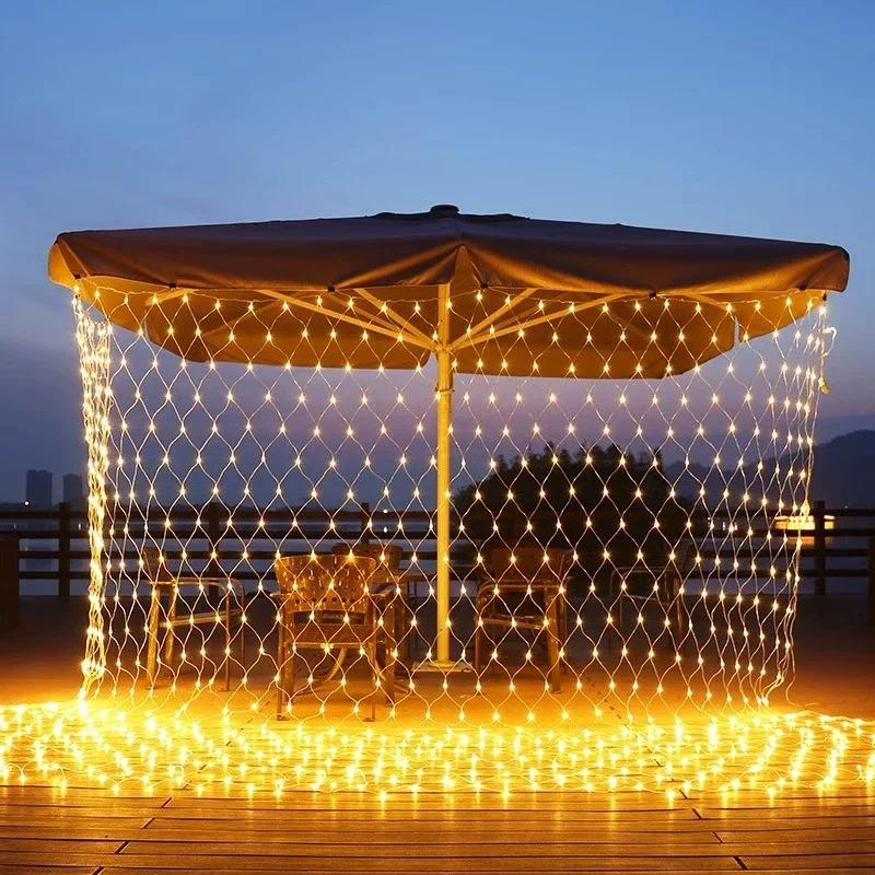 Netz LED Lichterkette 8 Modi 220V 110V EU Stecker Festival Weihnachtsdekoration Halloween Neujahr 2026 Hochzeitsfeier