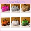 Trendy Plush Women's Shoulder Bag In Chic Pink Grey Khaki Orange Green Shades For 2024 Winter
