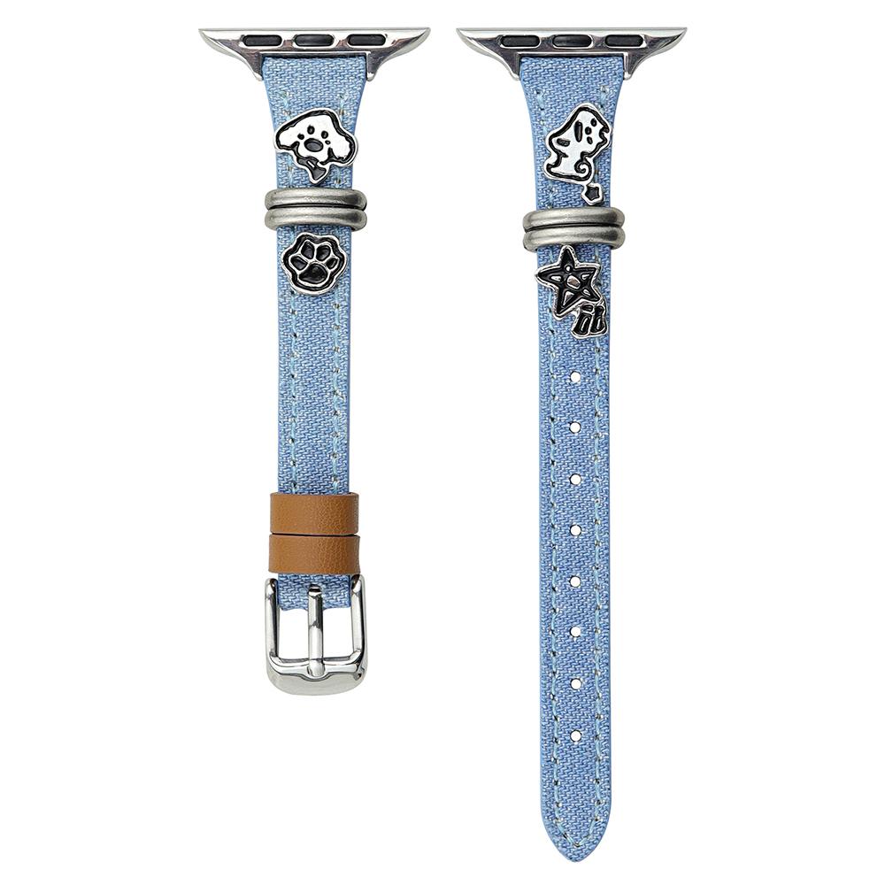 Watch Band for Apple Watch Series 11 10 42mm/9 8 7 41mm/SE3 SE2 SE 6 5 4 40mm/3 2 1 38mm Puppy Decor Denim Strap