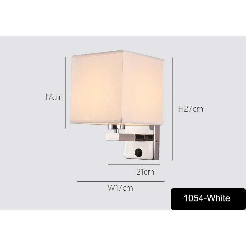 Bedroom Wall Lamp with Fabric Lampshade Modern Reading Light Metal 6W LED Wall Light for Living Room Bedside Home Decor