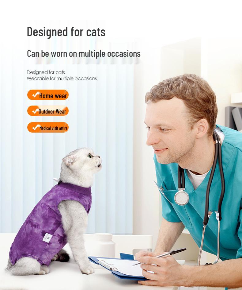 Breathable Cat Neutering Suit: Easy Snap-On Recovery Wear