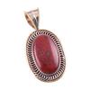 Natural Red Jasper Gemstone 925 Solid Sterling Silver TwoTone Pendant 1.50" D5L98