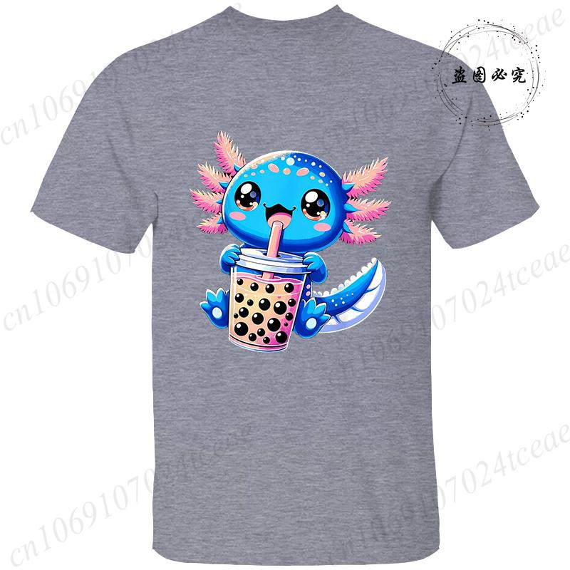 Axolotl-Gaming Anime Men's Women T-shirts Funny Graphic TShirt Tops  O Neck Short-sleeved Tops Summer Korean T Shirt Unisex Tees