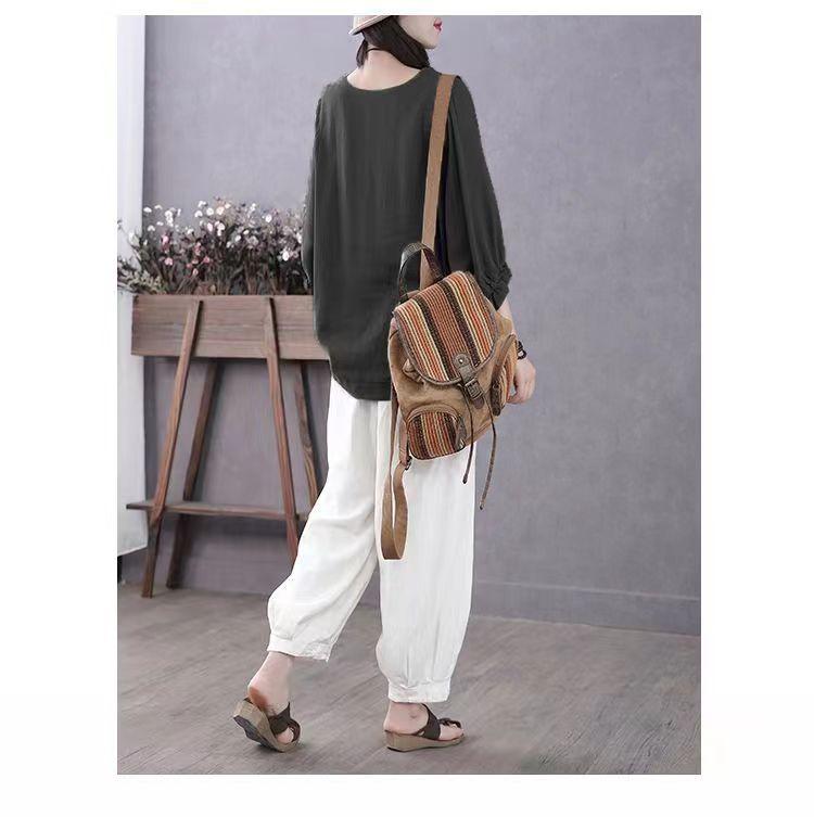Sleeve Loose Plus Size Mom Outfit T-shirt Top Summer Cover Belly Slimming Short Sleeved Sleeves