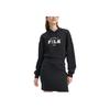 Fila Buchstabenaufdruck Atmungsaktiv Bequem Locker Lässig Kapuzen-Langarmkleid Damenkleider Schwarz F11W439310FBK