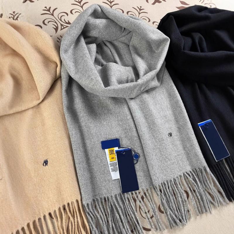 Ralph Lauren Pony Embroidered Tassel Scarf Faux Cashmere Winter Warm Neck Warmer