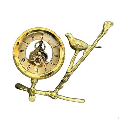 Branch Clock with Bird Figure for Home Use, Roman Numeral Metal Timepiece Study Space
