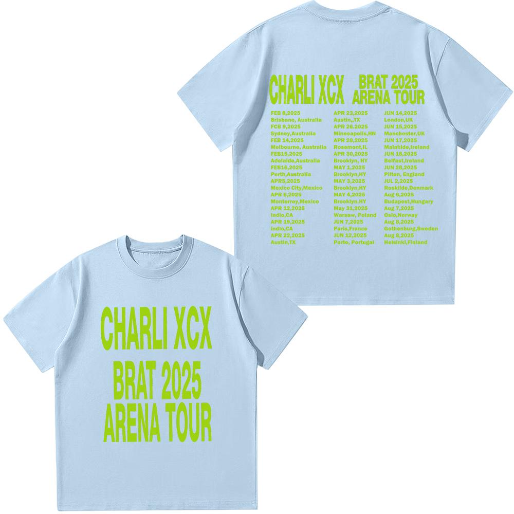 Charli Xcx Brat 2025 Arena Tour Maglietta Donna Moda Harajuku Cotone T-shirt Casual Comode Moda Magliette Unisex