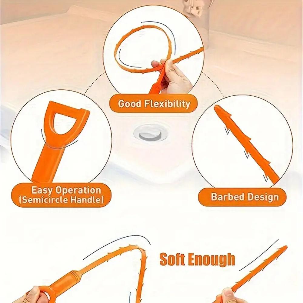 5Pcs 51cm PP Sewer Dredging Hook Sink Pipe Washbasin Bathroom Drain Dredging Tool