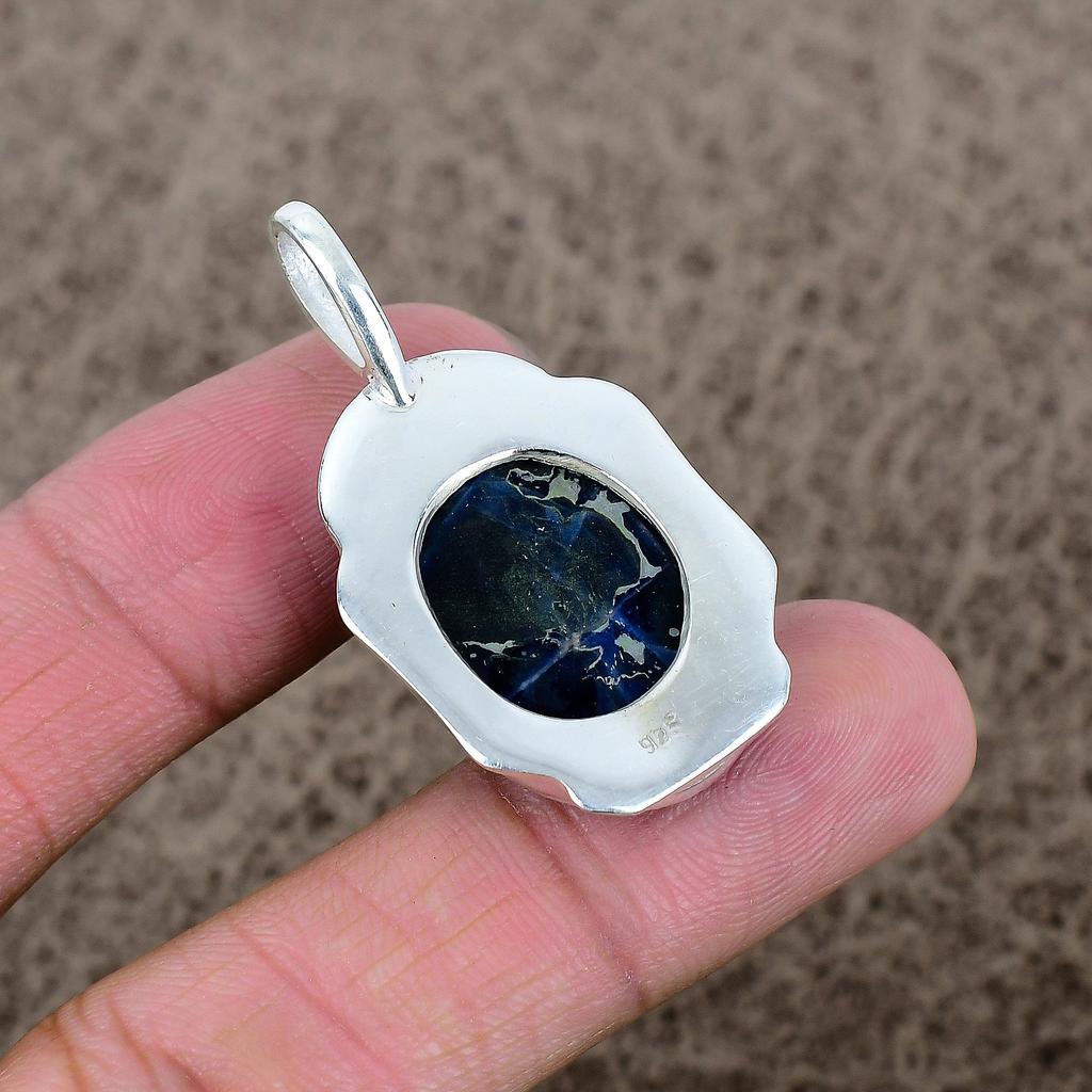 Sodalite Gemstone Handmade 925 Sterling Silver Jewelry Pendant 1.77" KKG-393
