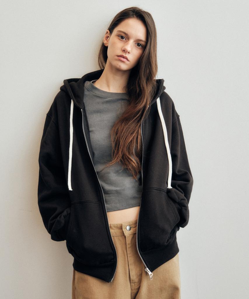 Citta Every Day Logo Stitch Hoodie Zip-Up_Cto142(Black)