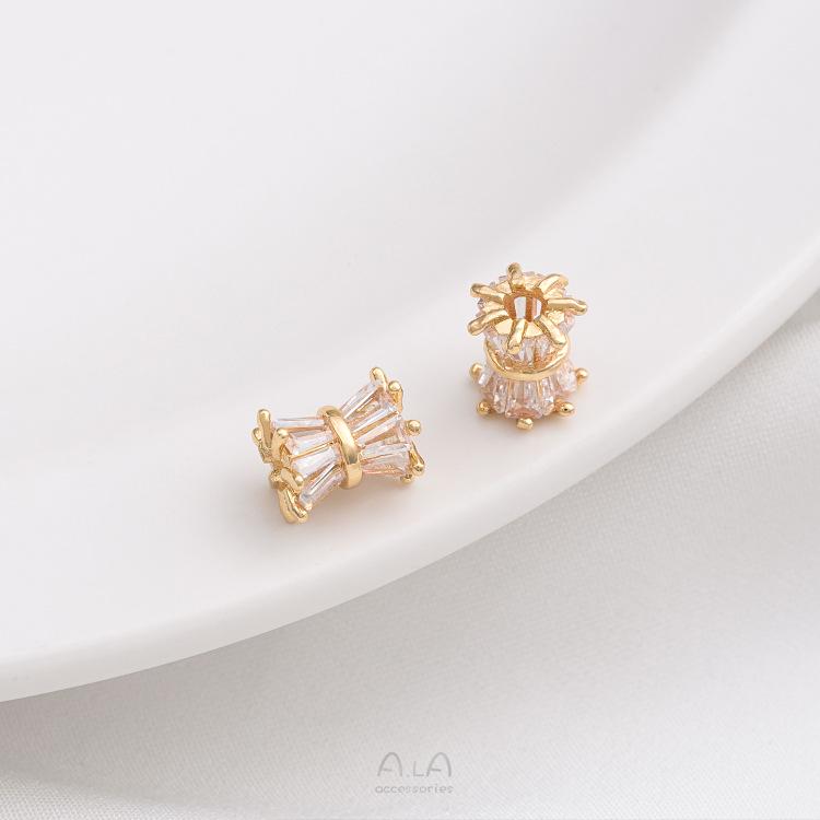14K Gold-Plated Zircon Spacer Beads for DIY Jewelry