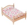 1/12 Miniatur Puppenhaus Bett Elegant Dekorativ Holz Floral Möbelzubehör Miniatur Bett