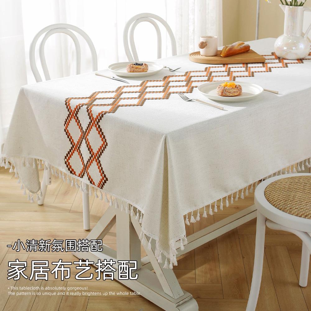 Embroidered Three-Dimensional Tablecloth Hot-Selling Table Mat Dining Table Coffee Table Tablecloth Spot Fringed Tablecloth Rectangular