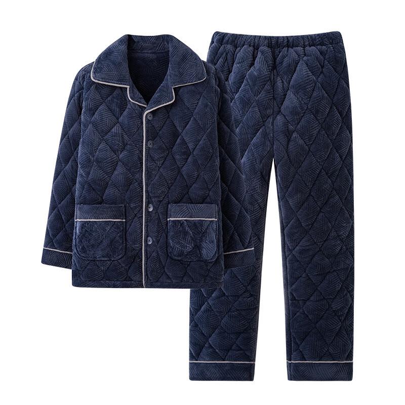 OEING Men's Winter Warm Flannel Pajama Set
