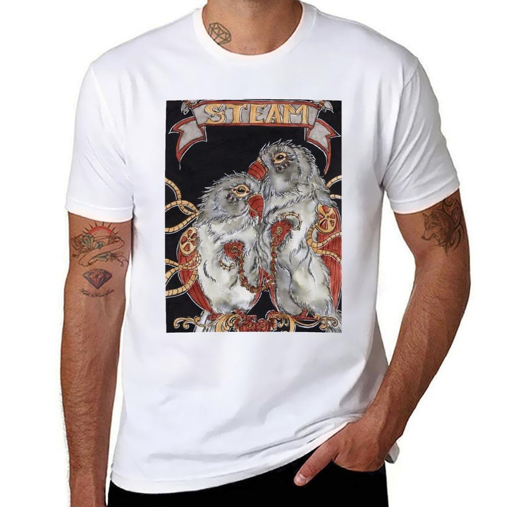 Steampunk Parrots The Lovers Tarot TShirt Christmas Casual Tee Shirt