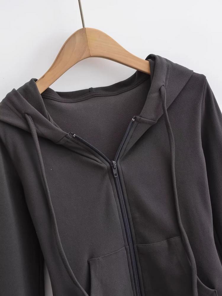 Podzimní móda zkrácené mikiny Dámská mikina s kapucí na zip Korejská módní mikiny Roztomilé s kapucí s dlouhým rukávem Crop Top Sexy Slim