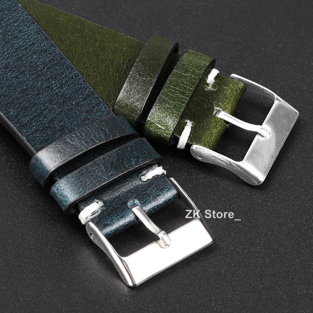 Handmade Retro Oil Wax Genuine Leather Watchbands Quick Release Calfskin Watch Strap 18mm 20mm 22mm Men Watch Accessories