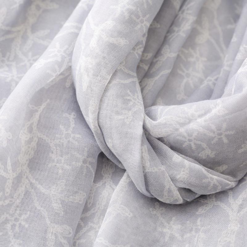 Scarf Silk Scarf Plain and Elegant Light Color Intellectual Printing Soft Sunscreen Thin Fringed Shawl Women