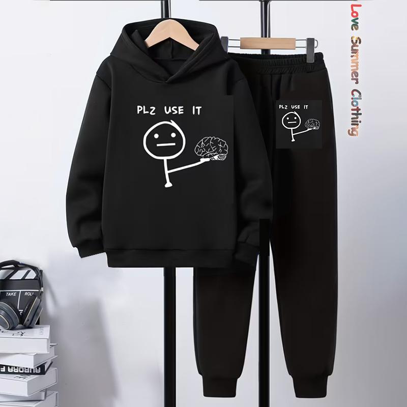 Ensemble sweat à capuche et jogging pour garçons sur le thème du football, imprimé ballon de foot, vêtements de sport à action dynamique pour jouer, tenues d'hiver pour l'entraînement de football