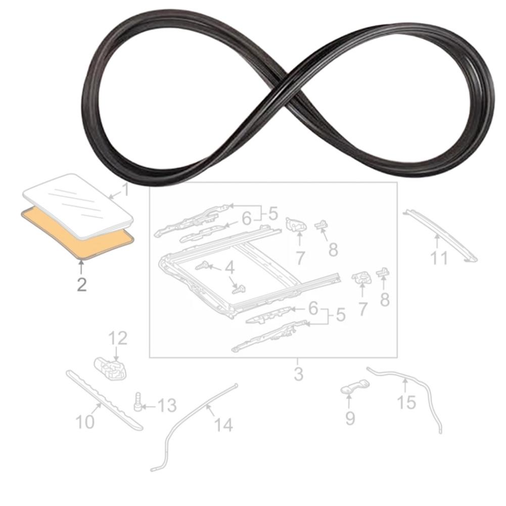 Tiras de Sellado para Techo Solar Impermeables de Repuesto Para Mercedes W204 W212 A2047800098 Aptas Para C W204 C200 C260 E W212 E180 E200