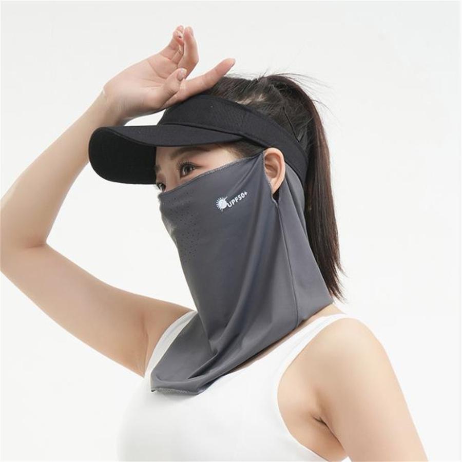 Ice Silk Sun Protection Face Neck Cover, UPF50+ UV Protection, Breathable Ear-Hanging Face Mask for Cycling, Golf, Driving, Outdoor Activities