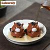 Yixing Purple Clay Cute Heart Wide Fat Body Horse Tea Pet Handmade Tea Spirit Tea Figurine Play Toys Tea Statue Ornaments Craft