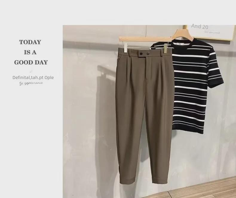 Trendige, kurze Haremshose im koreanischen Stil für Herren – vielseitiger, drapierter Anzug für Frühling und Sommer