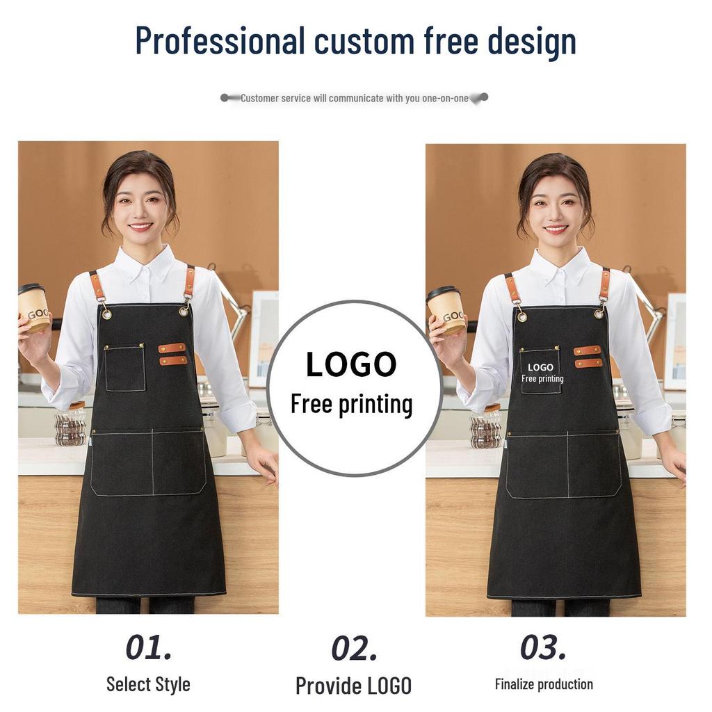 Custom Logo Denim Apron for Coffee Shops & Nail Salons - Thick Canvas Workwear