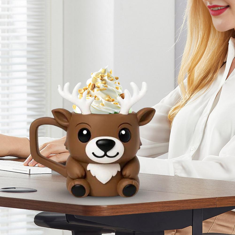 Christmas Deer Ice Cream Pint Holder with Spoon Cute Animal Cooler Sleeve Leak Proof Popsicle Cozy Beer Can Holder