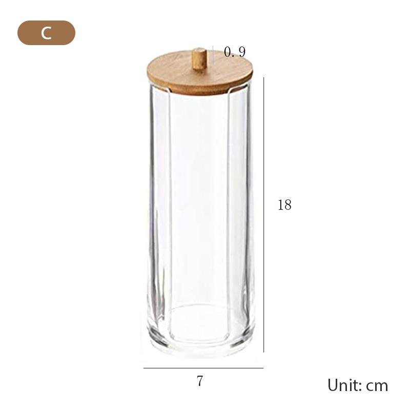 Pudełko do przechowywania wacików do makijażu na pojemnik na waciki z pokrywką z bambusa