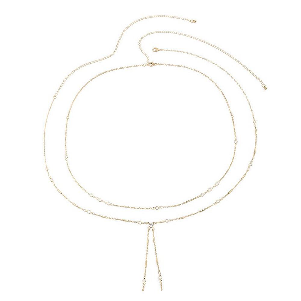 BEPAN Hip Hop Fashion Metal Double Layer Chain Sexy Pants Chain Body Chain Imitation Crystal Fashion Sexy Adjustable Waist Chain