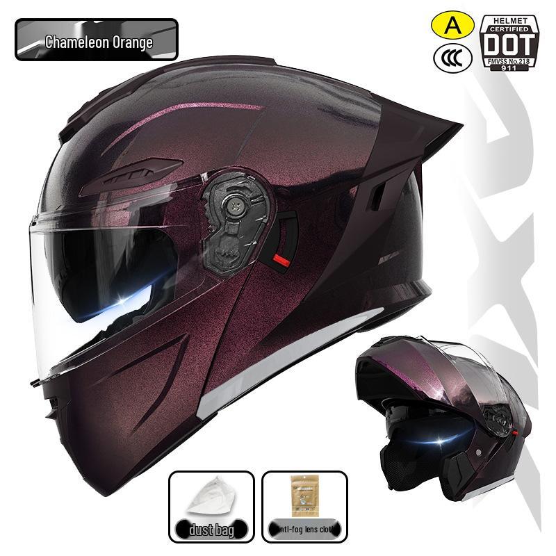3C/DOT Color-Changing Dragon Motorcycle Helmet: Warm, All-Seasons, Half Helmet for Men and Women, Full Face Winter Safety Gear