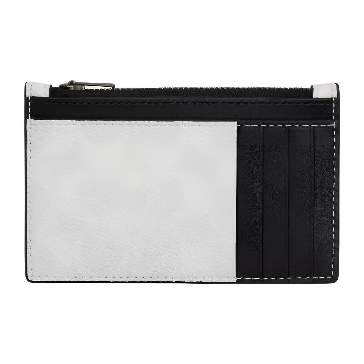 

Coach Card Case Zip 13 Signature Logo Classic Monogram Print Coated Canvas Men Card Case Chalk Black CV764-MQV Chalk & Black