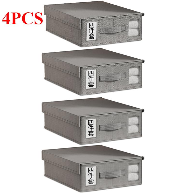 Sheet Set Storage Box Organizer Fabric Folding Window Zipper Blanket Organizer Box Wardrobe Bed Clothes Storage Organizer