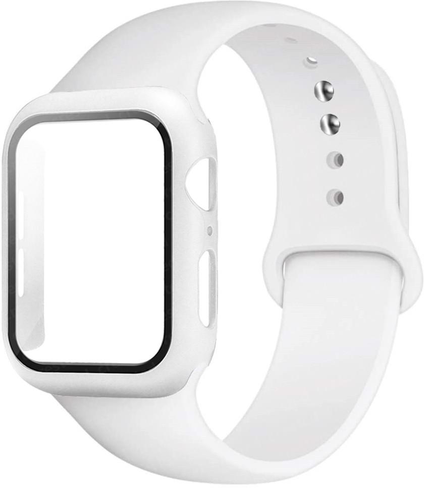 For Apple Watch Bands 46mm 44mm 41mm 40mm 45mm 42mm Silicone Correas Bracelet Iwatch Series 10 9 8 7 6 SE 3 11 Glass+Case+Strap