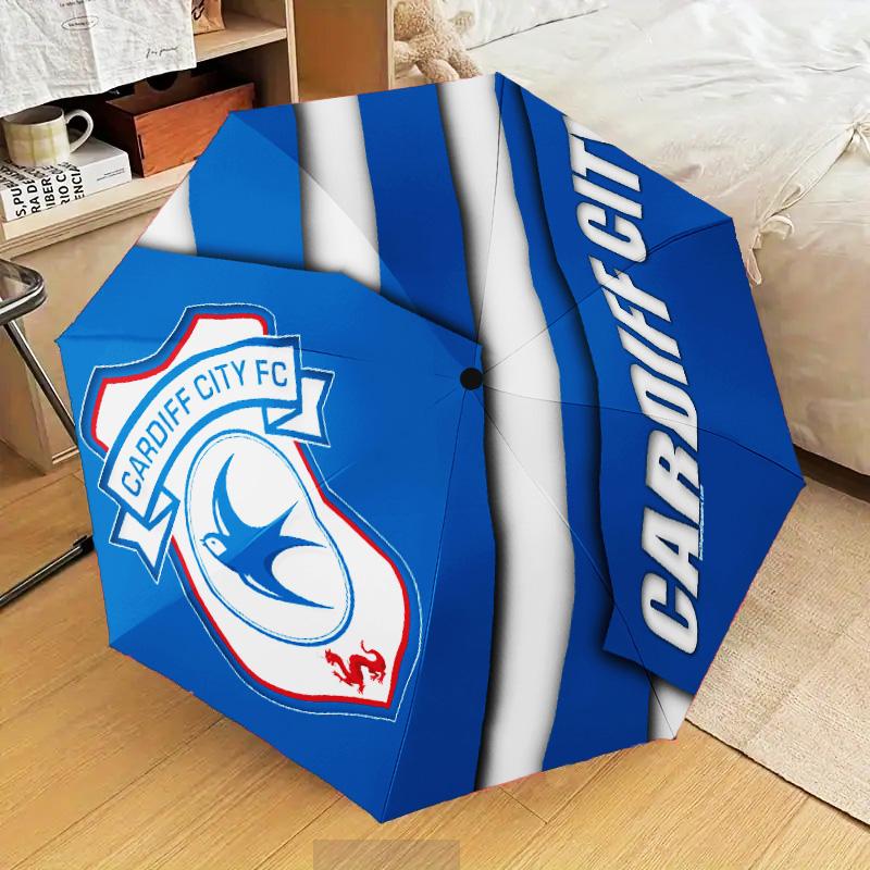 Cardiff Fc Crest Automatic Folding Umbrella - 8-Rib Travel Umbrella with Auto Open/Close & Portable Gifts for Holidays or Birthdays