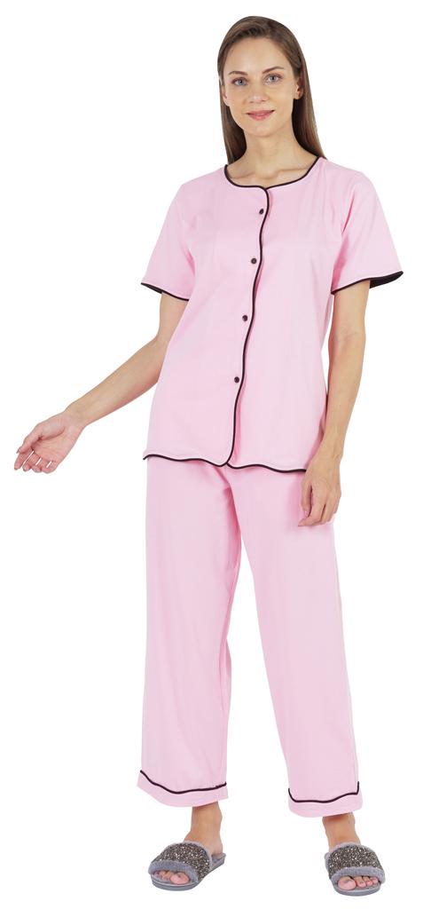 Inkmeso Damen Schlafanzug Set Oberteil Einfarbig Nachtwäsche Pj Loungewear 2-teiliges Set