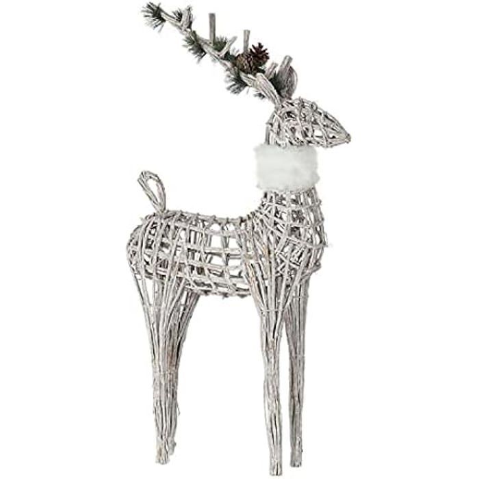 Décoration De Noël - DKD Home Decor - Standard - Blanc - Osier - 94x54x22 Cm