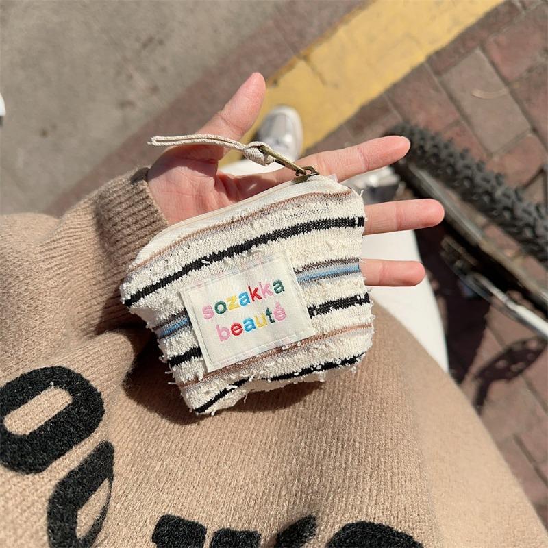 111 Large Capacity Striped Handbag Women's Canvas Bag Commuter Cotton Bag One Shoulder Crossbody Underarm Bag