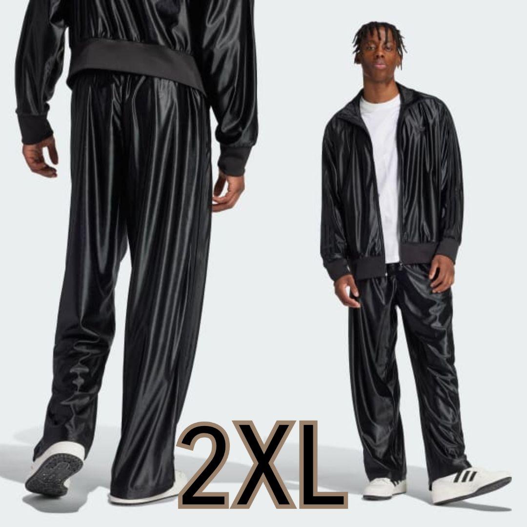 

[USED] Oversized! Adidas Coated Wide Leg Track Pants in Black, Size 2XL