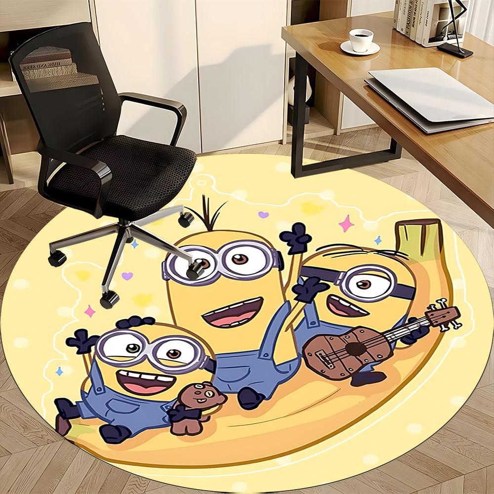 1PC Minions Music Office Round Area Rug, Indoor Mat Suitable For Office, Under Office Chairs Bedroom Living Room Home Decor DT1212011
