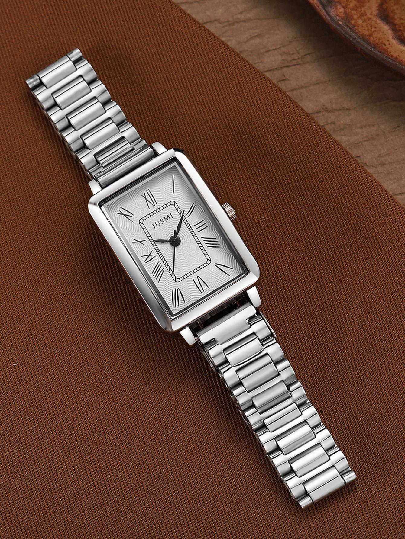 

New Square Simple Elegant Fashion Niche Design Roman Graduated Women s Quartz Watch for Christmas and Halloween Gifts серебряный