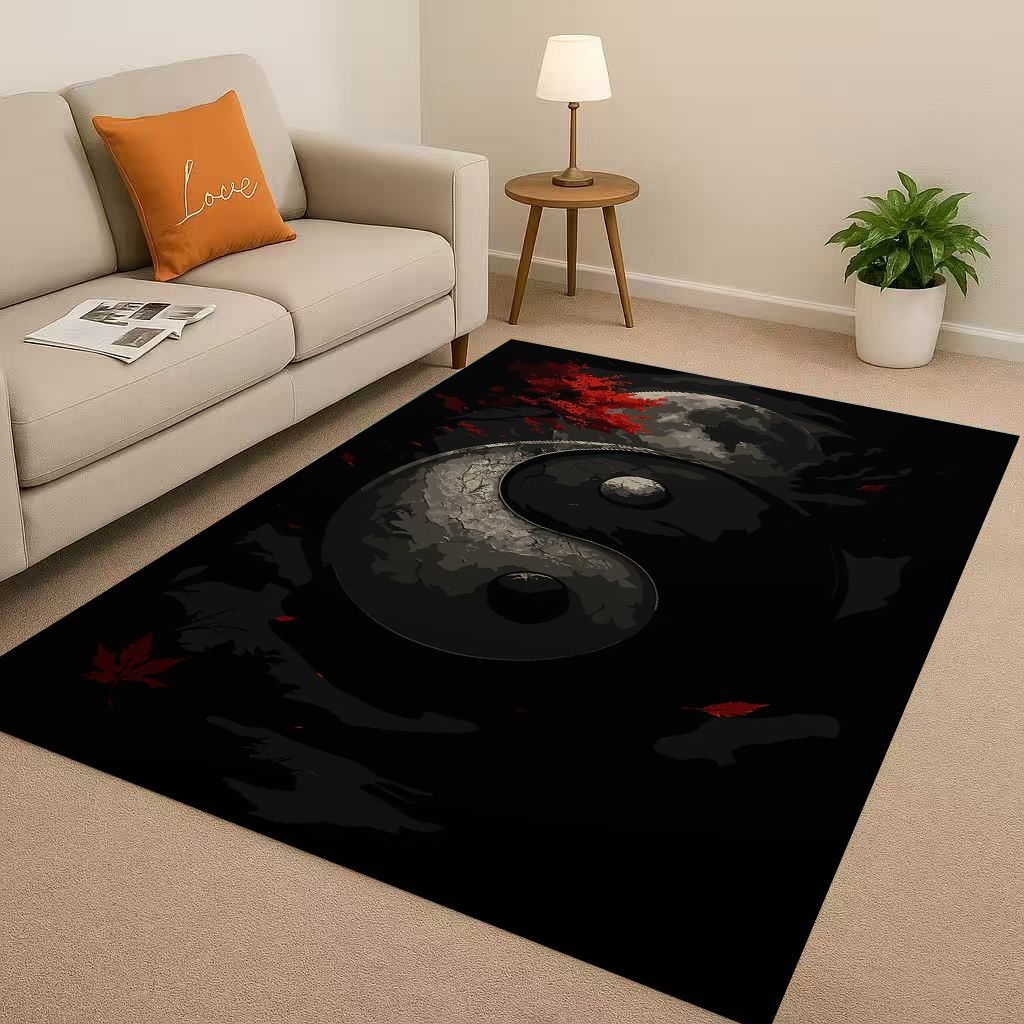 New Yin Yang Chinese Tai Chi Natural Balance Art Living Room Non-Slip Area Rug Soft Carpet for Bedroom Sofa,Home Decor Doormat