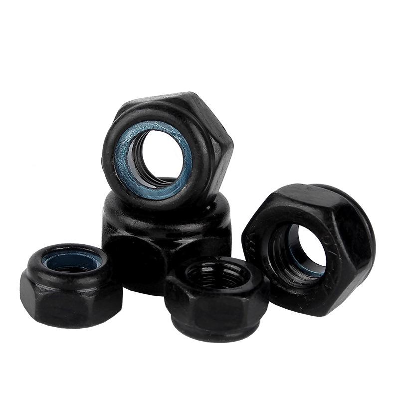 Anti-Loosening Self-Locking Nut 304 Stainless Steel Black Nylon Slip-Resistant Hex Screw Cap